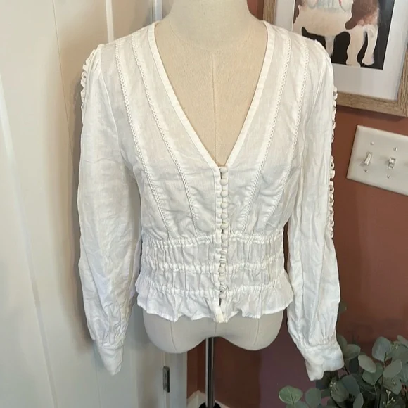 Los Angeles Atelier & other stories | white | linen | delicate | vneck | shirt - Picture 13 of 13